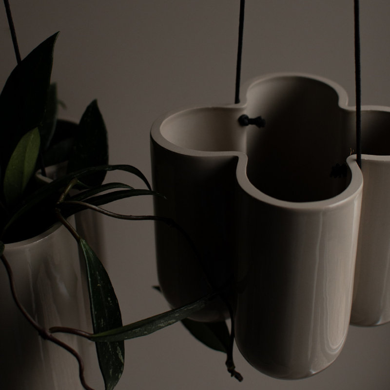 Pot à fleurs en céramique Mario, gris, H 5,51 po x l 5,51 po x P 5,51 po
