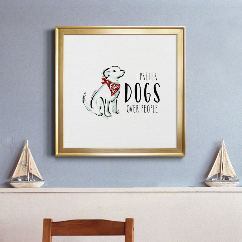 «Dogs over People», art textuel sur toile, H 30,5 po x l 30,5 po x P 1,5 po, Encadrement doré