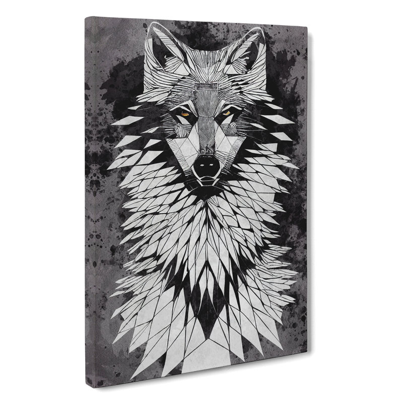 Abstract Watercolour Wolf No.1 - Wrapped Canvas, 60cm H x 40cm W x 3cm D
