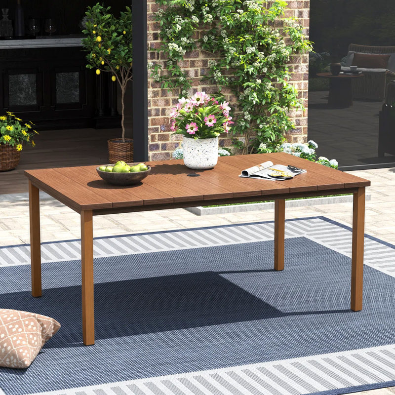 Patio Dining Table, Brush Wood Brown