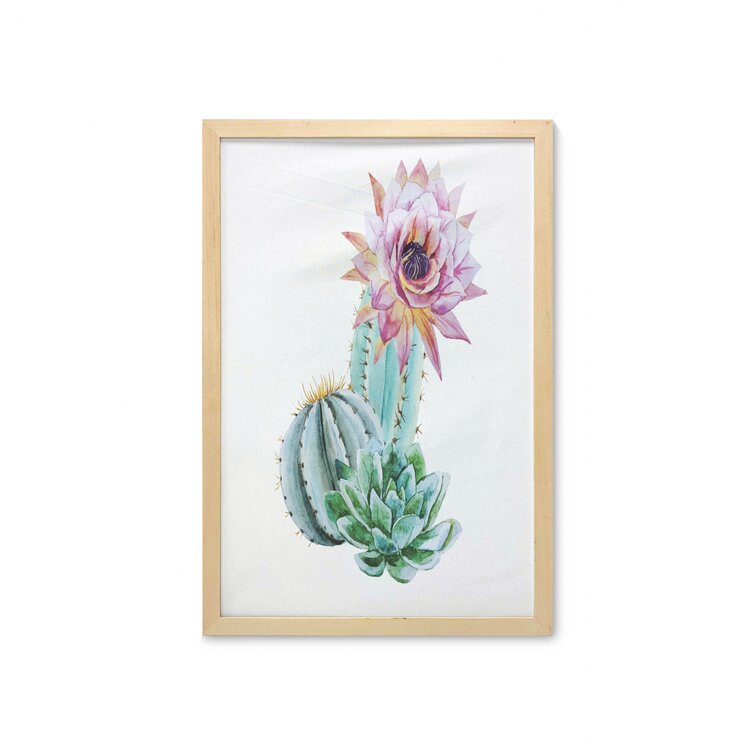 Cactus Spikes Flower in Hot Mexican Desert Sand Botanical Natural - Picture Frame Photograph Print On Fabric East Urban Home
