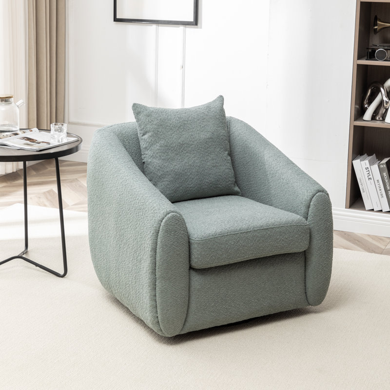 Shively 32'' Wide Upholstered Swivel Chair, Teal