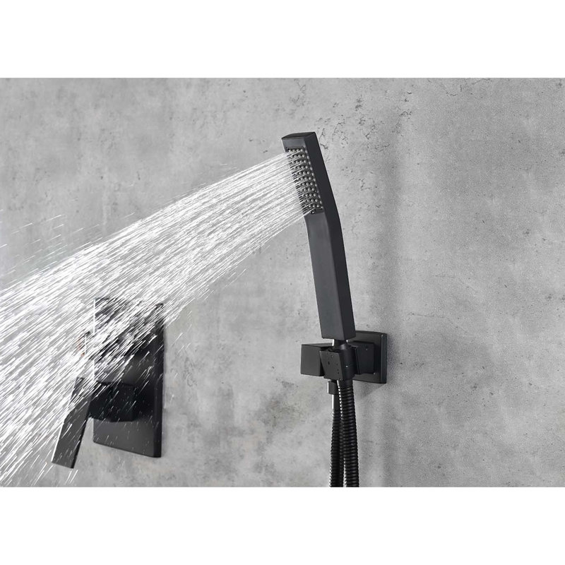 Shower In Black Matte With Hand And Rain Head Handheld