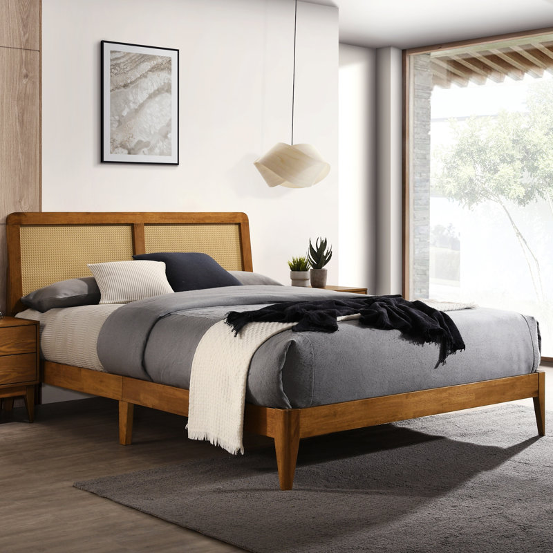 Lit plateforme en bois Oliver, Noyer
