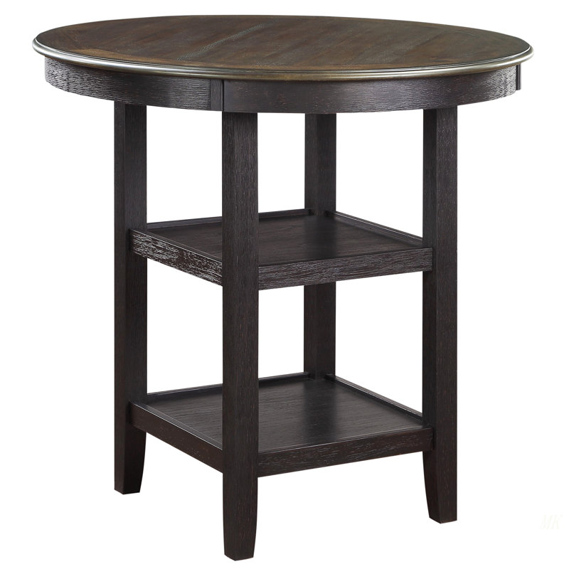 Table de hauteur comptoir brune et noire à finition comptoir avec 2 tablettes et meubles de style transitionnel, Noir