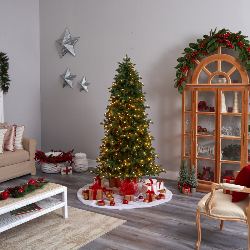 Lighted Artificial Fir Christmas Tree, 7'