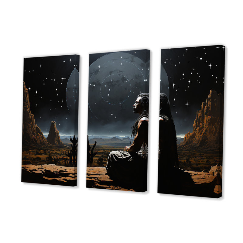 Ensemble de salon Native American Skywatchers Wisdom - Native American Wall Art, H 32 po x l 48 po