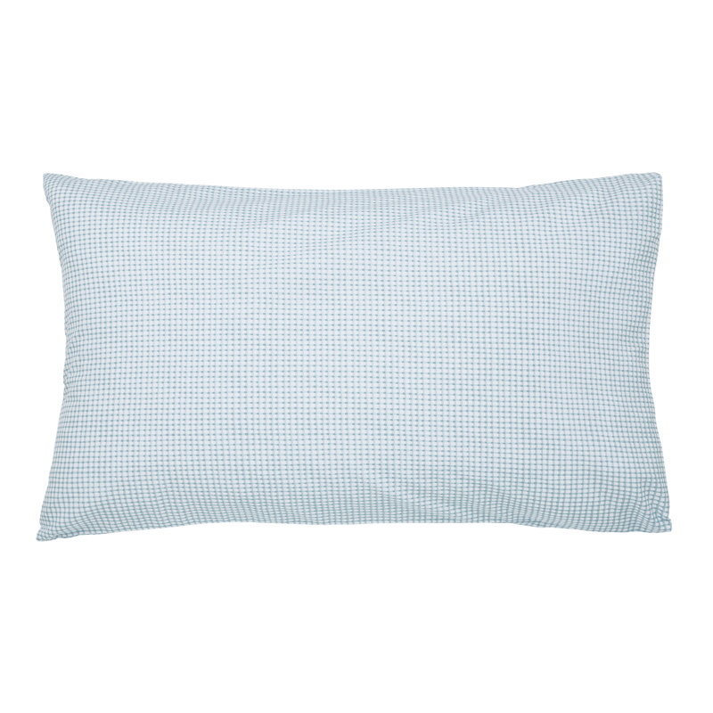 Gingham Print Cotton Duvet Cover Set, Blue, Single Duvet Cover + 1 Standard Pillowcase