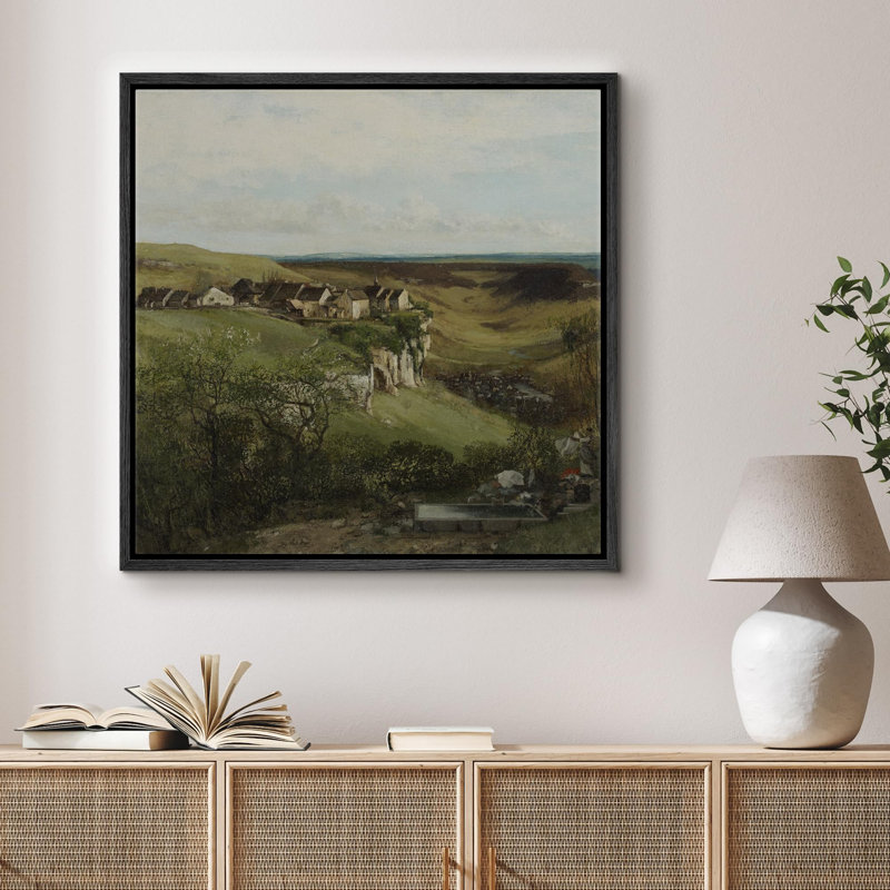 «Rustic Village By The Hillside», reproduction d'art sur toile, Toile noire, H 24 po x l 24 po