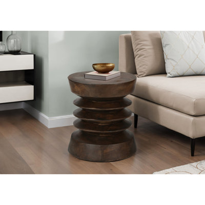 Table d'appoint ronde en noyer de 63,5 cm de hauteur, table de chevet intérieure/extérieure moderne pour salon, chambre contemporaine