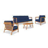 Aalto 4-Piece Teak Deep Seating Outdoor Sofa Set With Sunbrella Melon Cushions