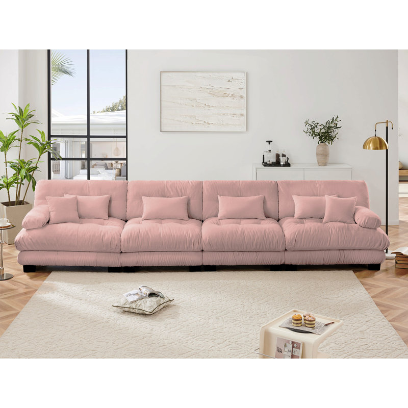 Canapé modulaire 4 places à assise profonde et canapé modulaire, canapé en chenille Canapé rembourré confortable pour salon, appartement, studio, bureau, chenille
