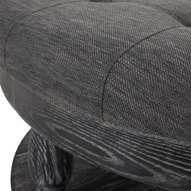 Table basse avec repose-pieds rond avec repose-pieds Tawney, Sergé gris anthracite, Gris