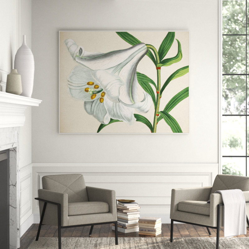 White Blooms 1' Framed Print on Canvas