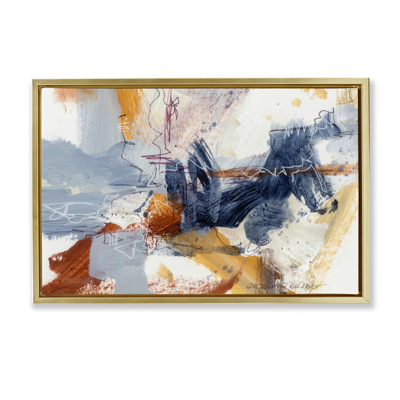 «Coastal Pleasures», art mural encadré flottant abstrait, conception par Suzanne McCourt, H 17 po x l 25 po
