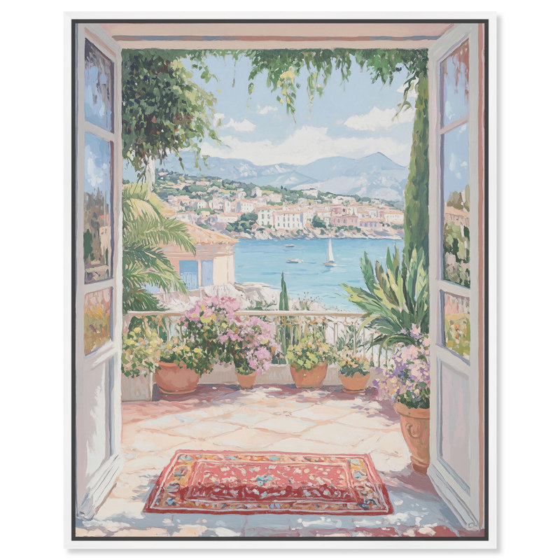 «Room with a View» par Art Remedy, H 31 po x l 25 po, Cadre flottant blanc