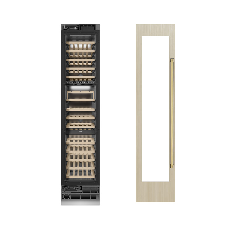 ZLINE Autograph 18 in. 68 Bottle Panel Ready Column Wine Cooler, Polished Gold, Right