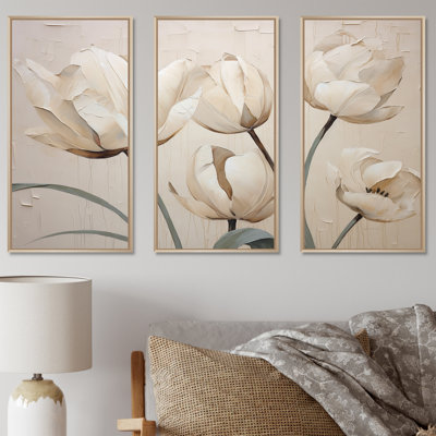 Ensemble de salon Minimalisme White Tulips Symphony II - Tulips Wall Art