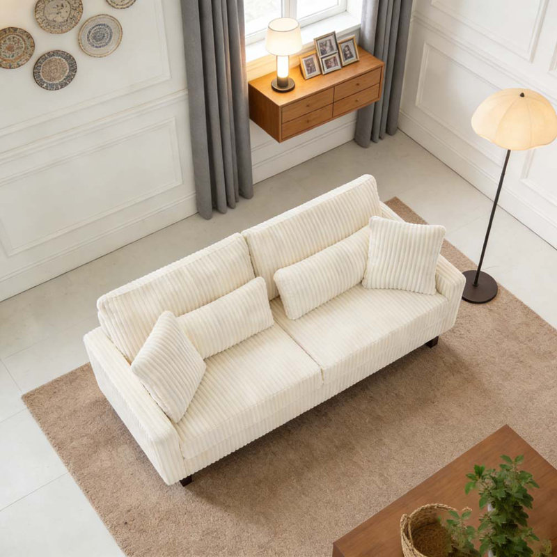 80.3" Sofa Couch Upholstered Sofa, Beige