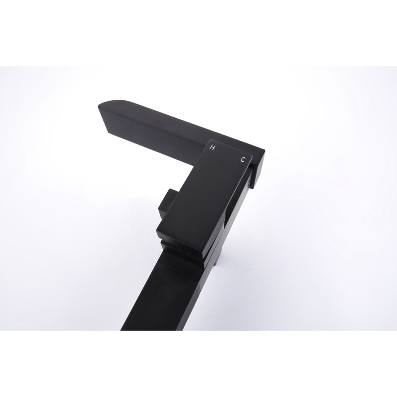 Robinet de baignoire à haut débit avec douchette - Acier inoxydable noir mat, bec cascade, rouille et corrosion pour une douche luxueuse et une baignoire design autoportante