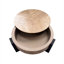 Table basse ronde avec plateau en placage de parquet et rangement caché, 33 po, bois naturel et noir mat