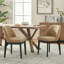 Chaise de salle à manger rembourrée en polyester 19,5 po avec pieds en bois massif noir (ensemble de 6)-923741-923743