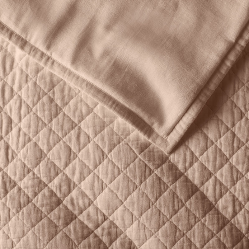Jeffen Linen Blend Sham Set, Standard/Twin, Dusty Rose