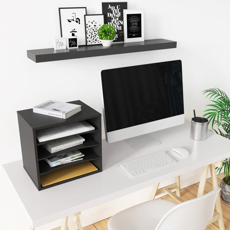 Ballucci Black Wood 4-Tier Adjustable Paper Organizer