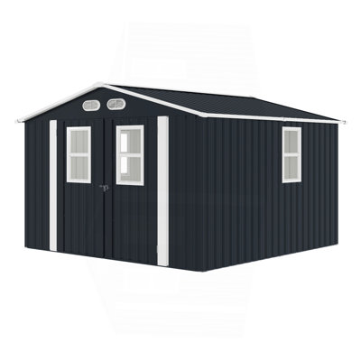 Remise de rangement pour l'extérieur, film de protection 8 X 8, quatre portes verrouillables à la lumière du jour, un cadeau pratique et réfléchi, deux couleurs peuvent être choisies librement