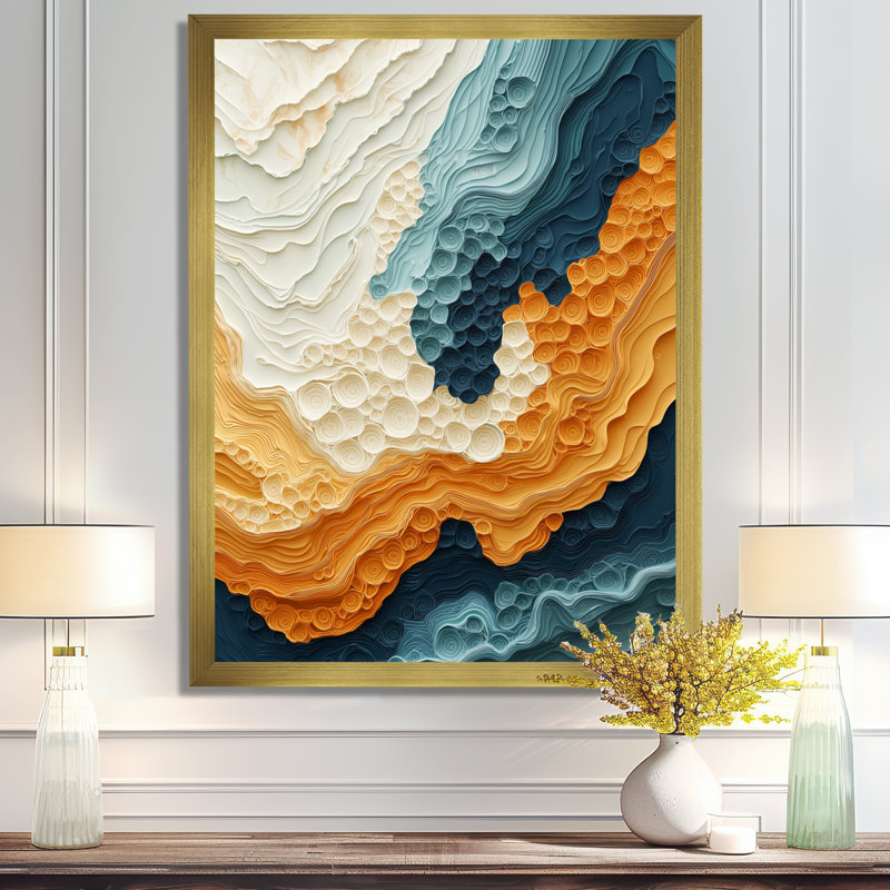 Olivea - Abstract Canvas Wall Art, H 20 po x l 12 po, Reproduction encadrée d'une seule photo, Doré