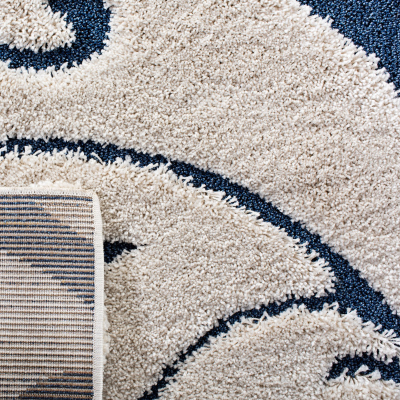Amza Area Rug, Runner 2'3" x 13', Cream/Blue