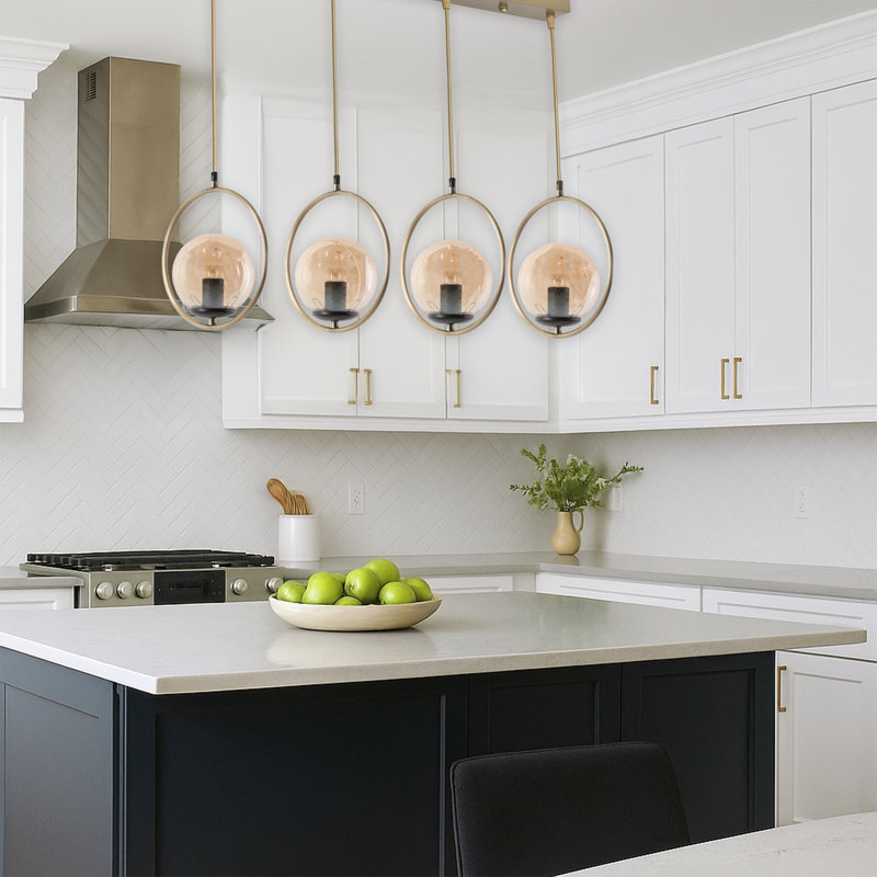Luminaire suspendu pour îlot de cuisine à hauteur réglable 4 lumières