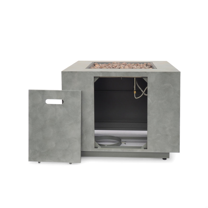 Square Iron Fire Pit-50 000 Btu, Stone Gray