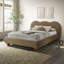 Mobilier de chambre à coucher brun avec pieds en bois rembourrés en forme de grand lit 1pc