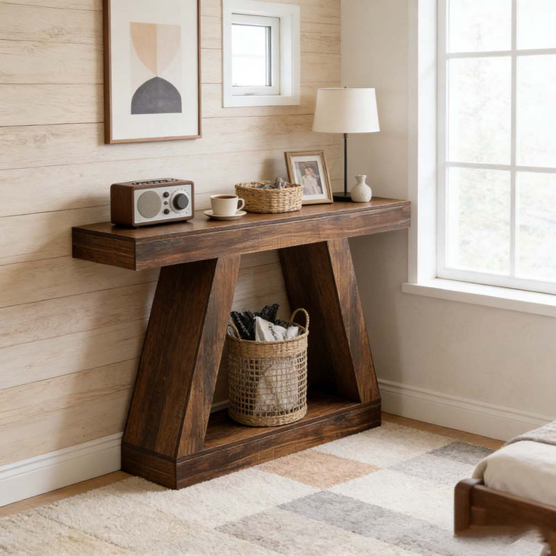 Sofa Table,Storage Console Table, Dark Brown