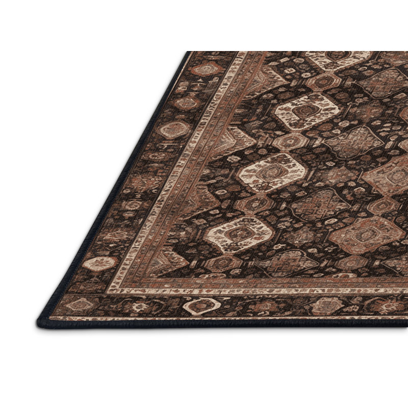 Machine Washable Persian Brown Area Rug, Runner 2' x 4'