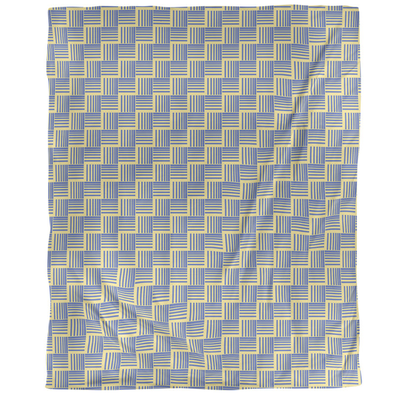 Housse de couette simple à rayures baskettressées, Housse de couette pour grand lit, Jaune/bleu, Microfibre