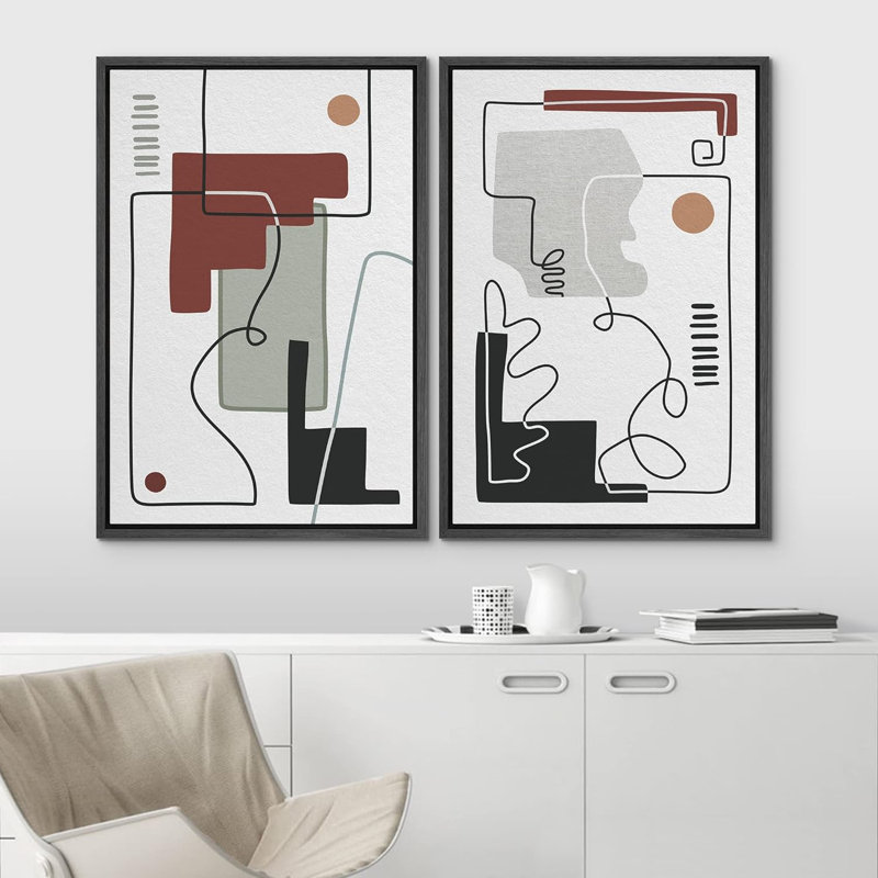 Forme Mid-Century 2 pièces, H 24 po x l 32 po, Noir