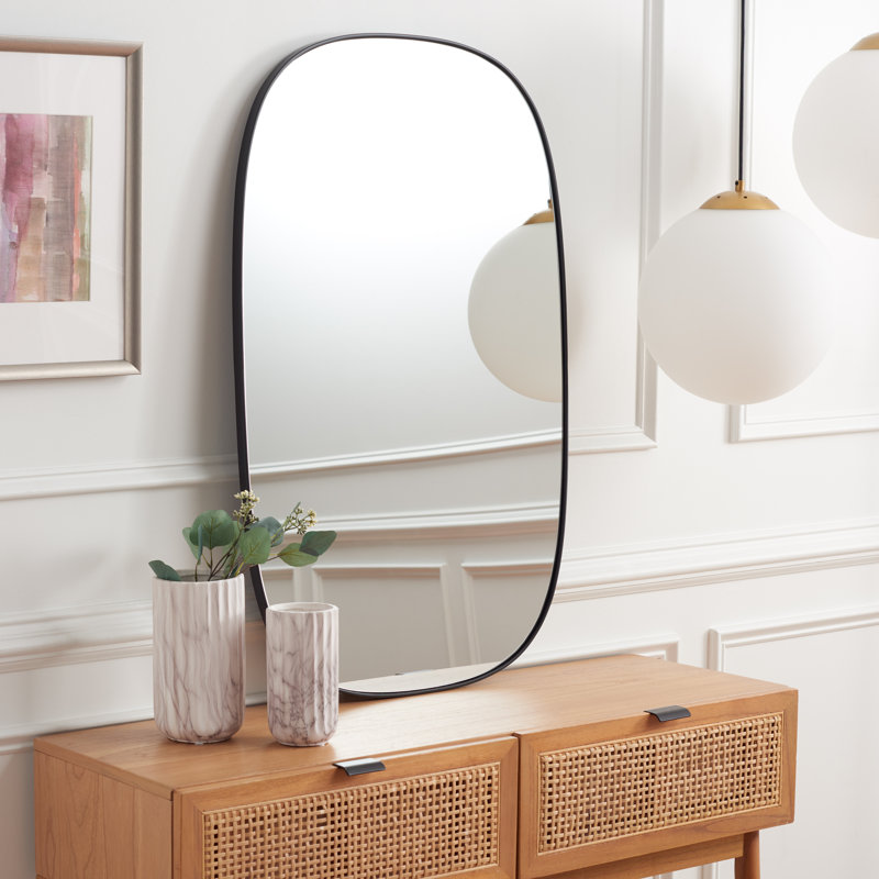 Aulora Metal Oval Mirror, Black