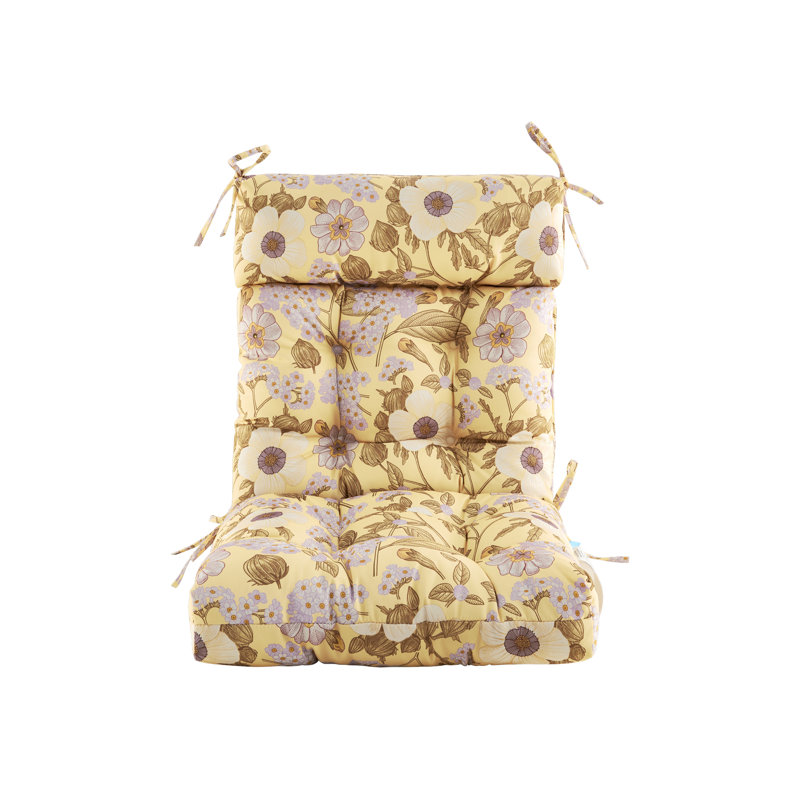 Outdoor Seat / Back Cushion, Beige/Yellow Floral