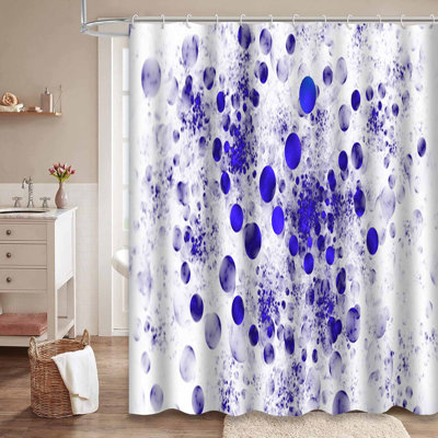 Rideau de douche abstrait fractal abstrait bleu marine avec 12 crochets