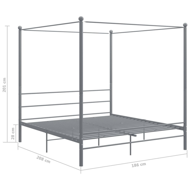 Azeezah Metal Bed, Grey, 260 x 220 cm
