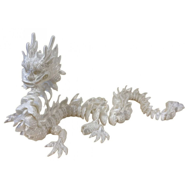 Imperial Dragon In 3D Printed Figurine, 7" H x 7" W x 25" D, White