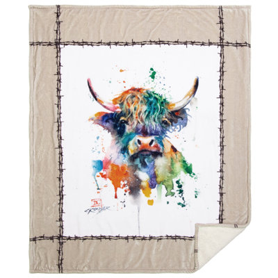 Jeté en molleton Sherpa de grande taille Carstens, Inc. Dean Crouser 54 "x 68", vache Highland