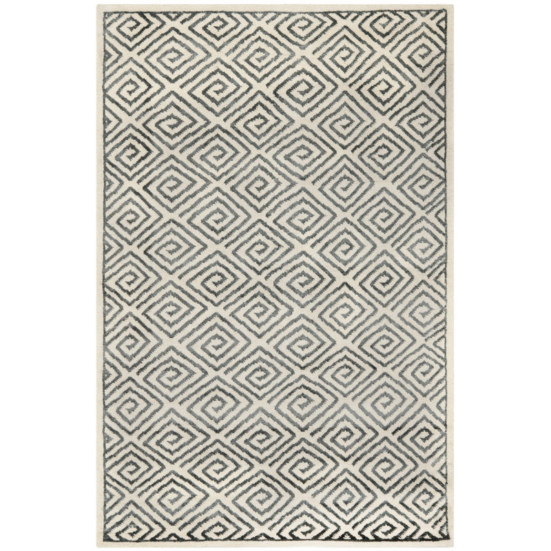 Mosaic Hand Knotted Wool Beige/Grey Rug