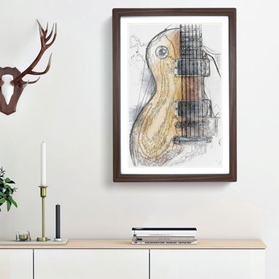 Aged Electric Guitar in Abstract - Picture Frame Graphic Art Print on MDF