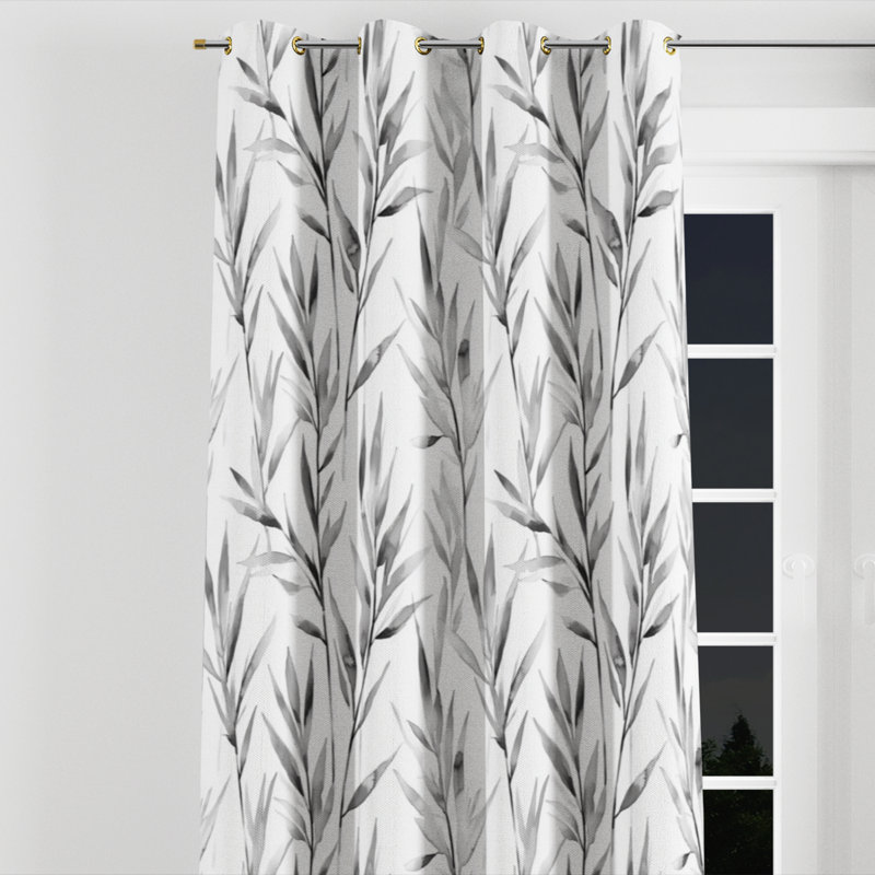 Floral Velvet Curtains - Modern Azpeitia Grommet Curtain - 1 Panel, Gold Grommets, 52" W x 120" L