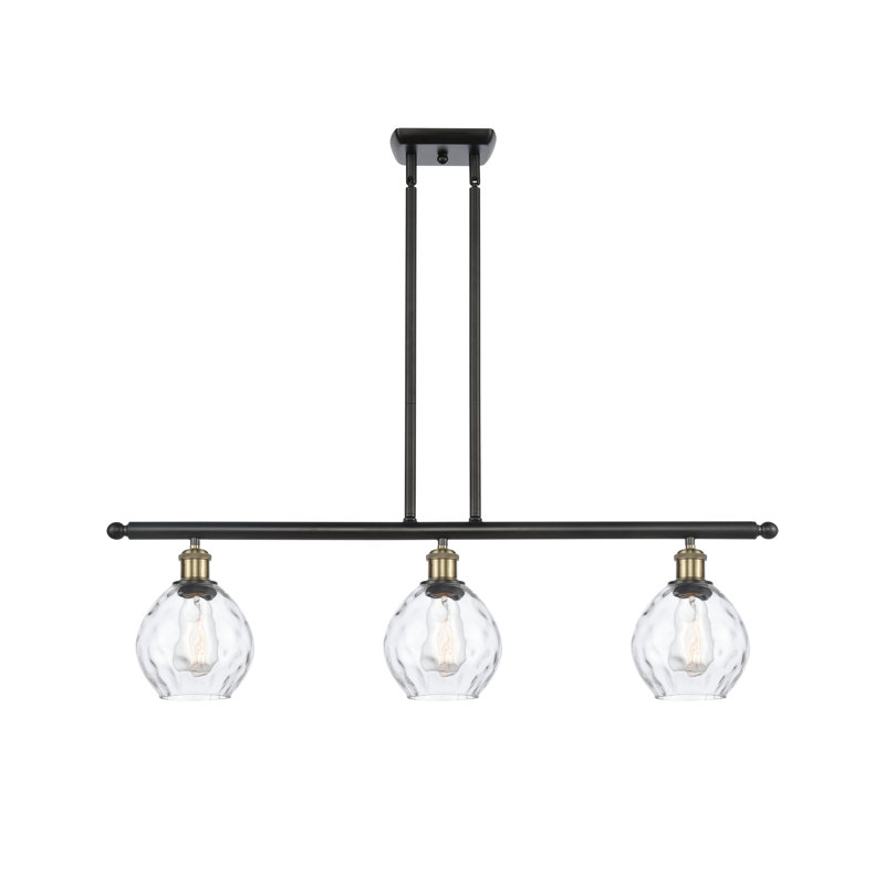 Luminaire suspendu pour îlot de cuisine 3 lumières Jaron, Ampoule DEL rétro de 3,5 watts, Laiton antique noir