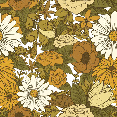 «Montel Flowers In Yellow Tones», impression sur toile tendue