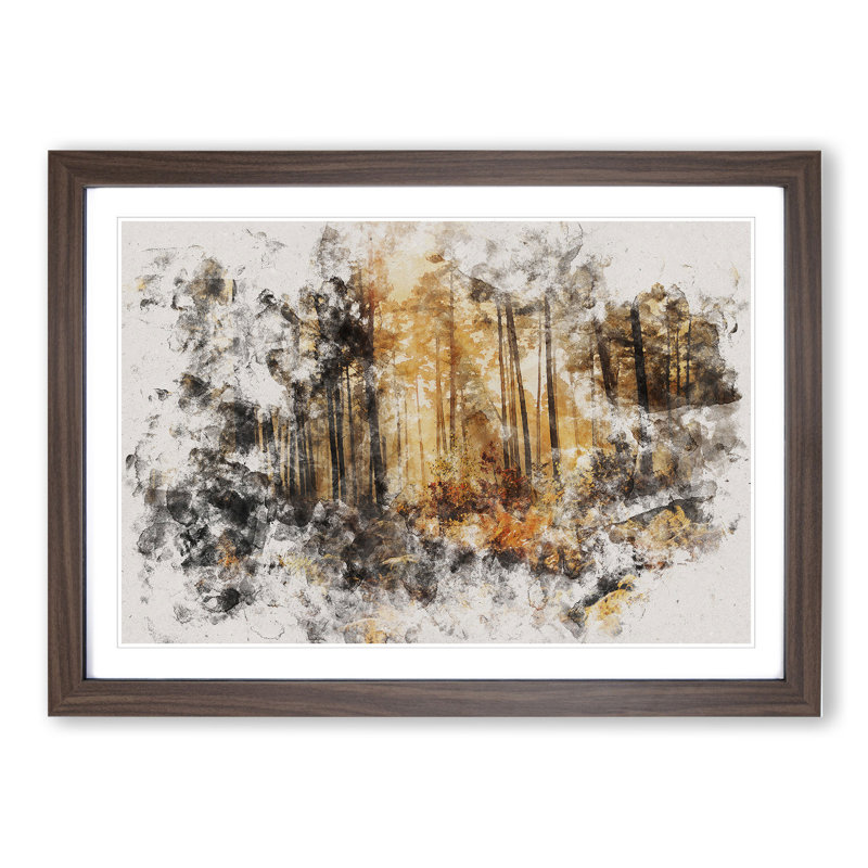 Autumn Forest Vol.2 Watercolour - Framed Print, 27cm H x 36cm W x 2cm D, Walnut